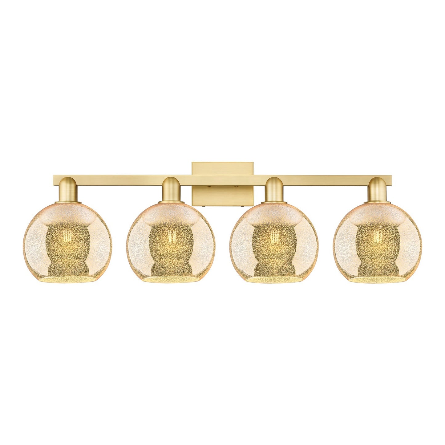Innovations Athens 35in 4-Light Bath Vanity Light | Industrial Satin Gold and Mercury Glass | Bathroom & Entryway Vanity | Model 716-4W-SG-G128-8