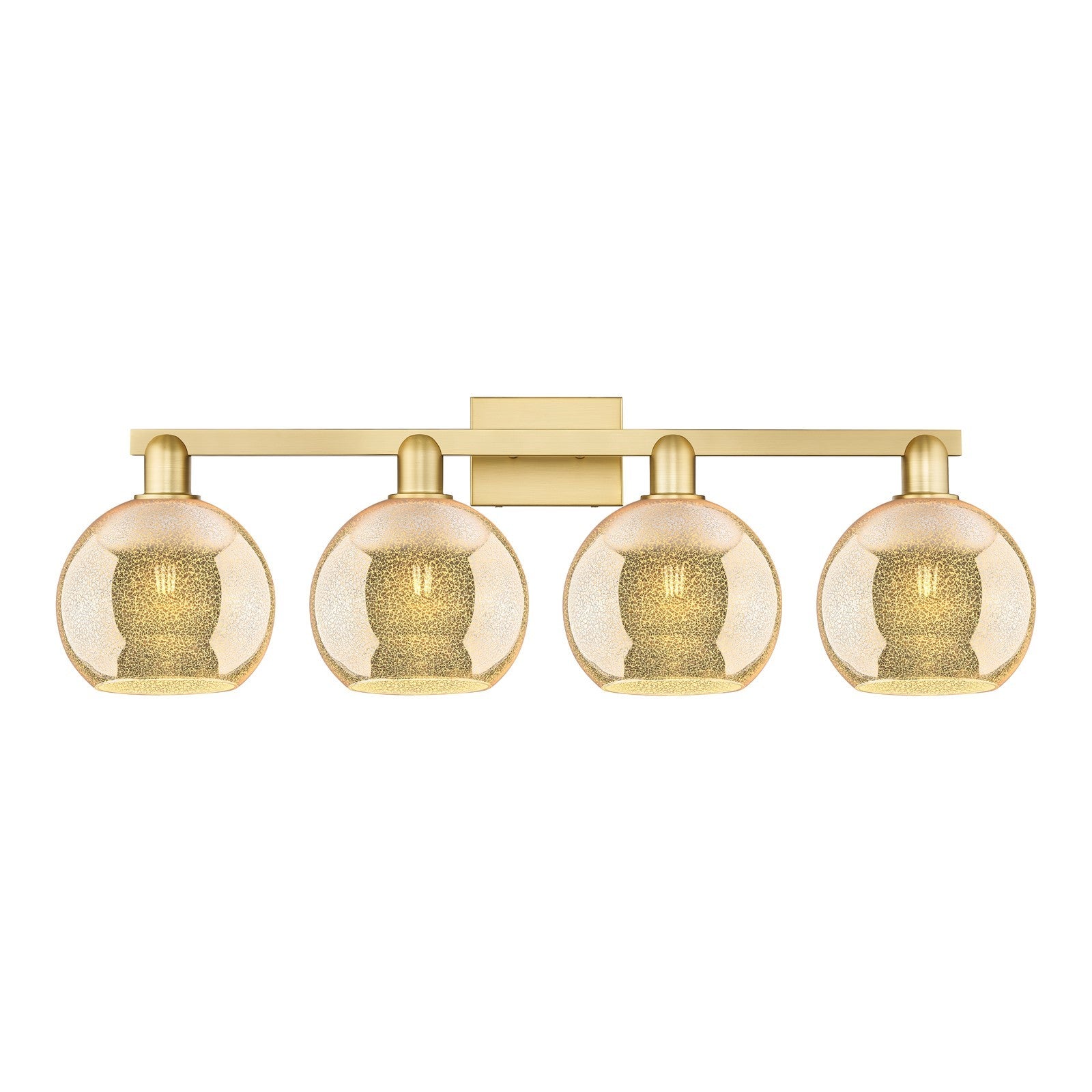 Innovations Athens 35in 4-Light Bath Vanity Light | Industrial Satin Gold and Mercury Glass | Bathroom & Entryway Vanity | Model 716-4W-SG-G128-8
