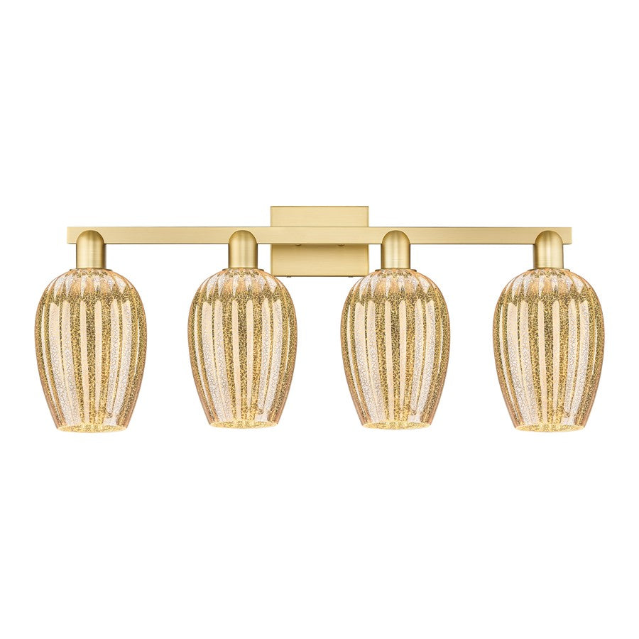 Innovations Preston 4Lt 36" Flute Bath Light, Gold/Mercury - 716-4W-SG-G457-6ME