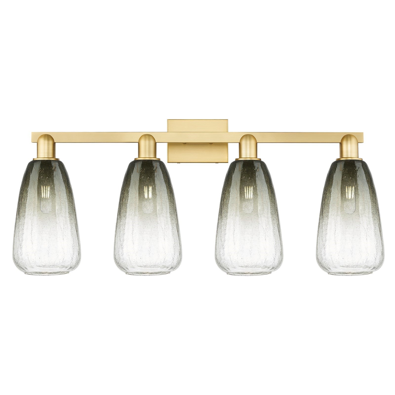 Innovations Brookhaven Almond 33in 4-Light Bath Vanity Light | Industrial Satin Gold Steel and Slate Glass | Bathroom Vanity | Model 716-4W-SG-G480-6SL