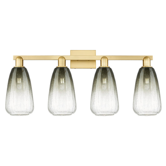 Innovations Brookhaven Almond 33in 4-Light Bath Vanity Light | Industrial Satin Gold Steel and Slate Glass | Bathroom Vanity | Model 716-4W-SG-G480-6SL
