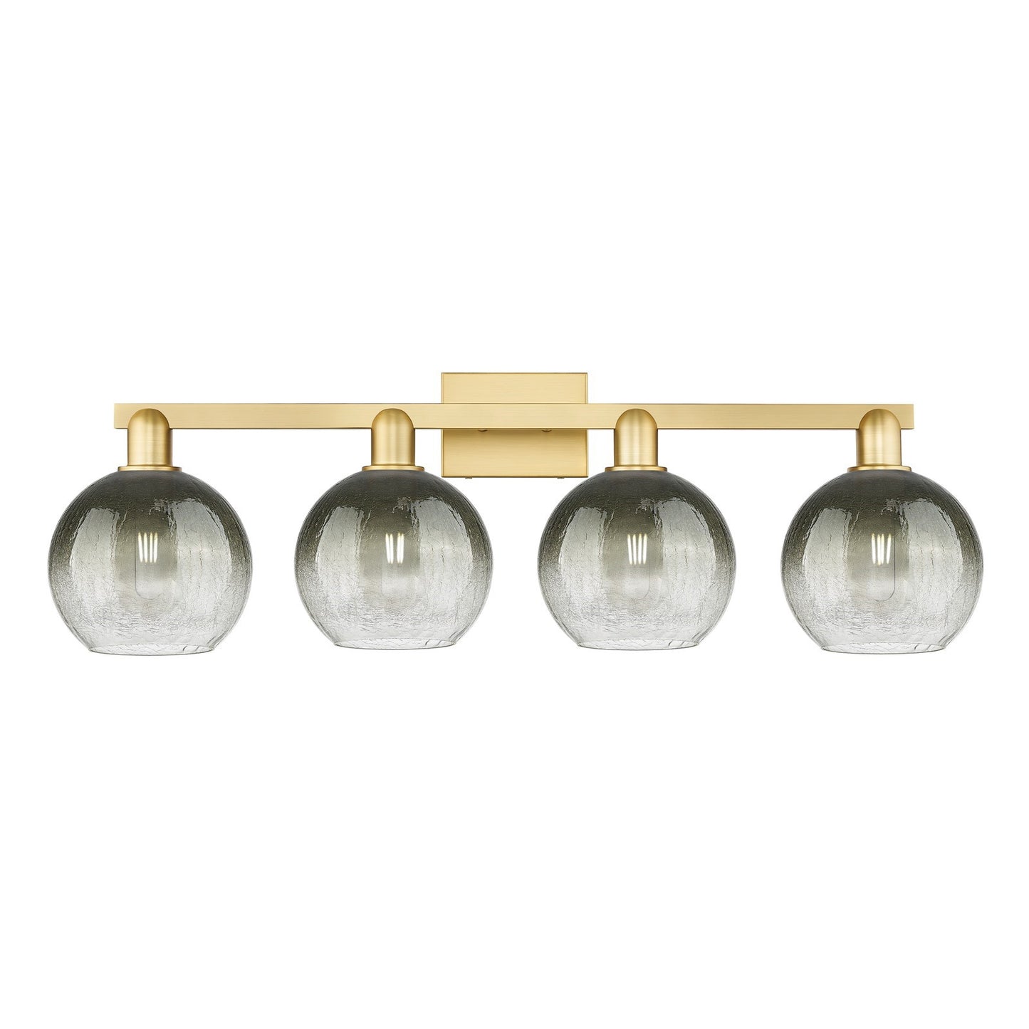 Innovations Brookhaven Globe 36in 4-Light Bath Vanity Light | Industrial Satin Gold Steel and Slate Glass | Bathroom Vanity | Model 716-4W-SG-G483-8SL