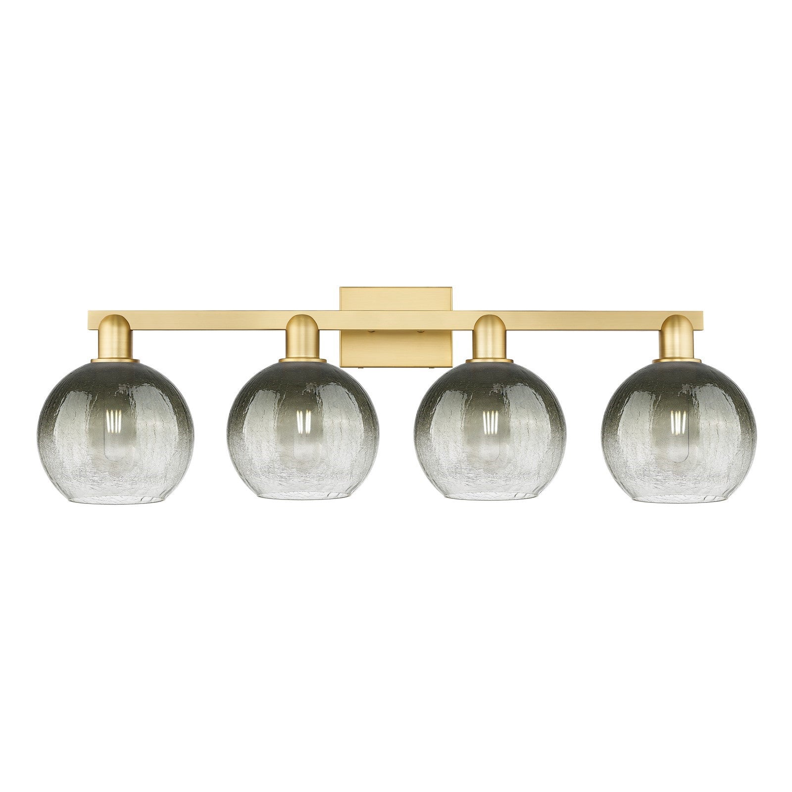 Innovations Brookhaven Globe 36in 4-Light Bath Vanity Light | Industrial Satin Gold Steel and Slate Glass | Bathroom Vanity | Model 716-4W-SG-G483-8SL