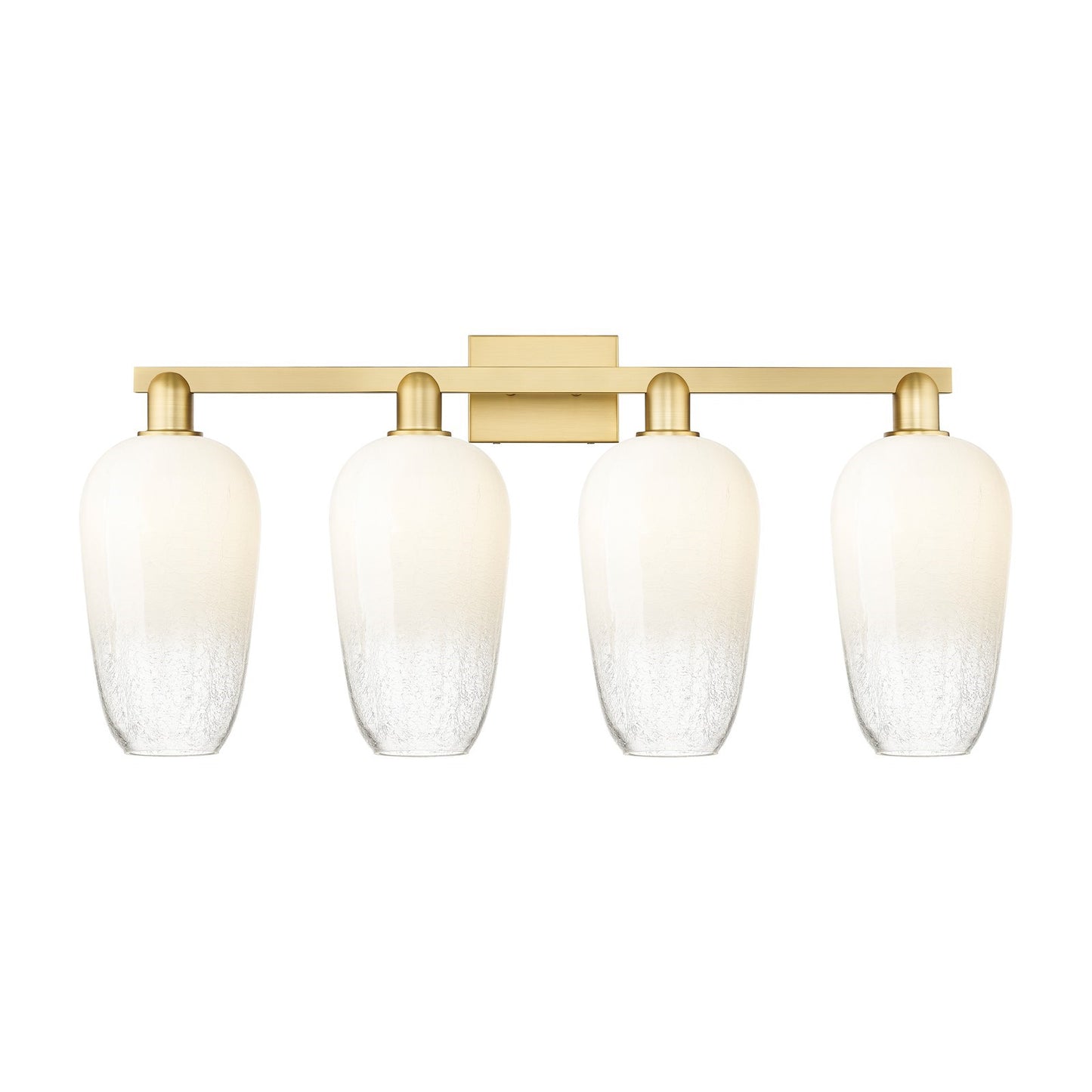 Innovations Brookhaven Flute 34in 4-Light Bath Vanity | Industrial Satin Gold Steel and Cast Brass with Opal Glass Shades | Model 716-4W-SG-G484-7OP