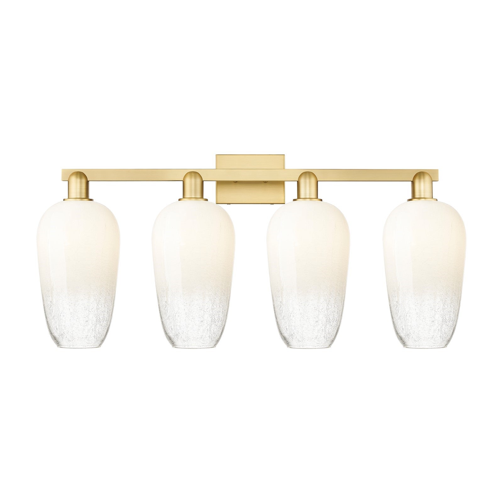 Innovations Brookhaven Flute 34in 4-Light Bath Vanity | Industrial Satin Gold Steel and Cast Brass with Opal Glass Shades | Model 716-4W-SG-G484-7OP