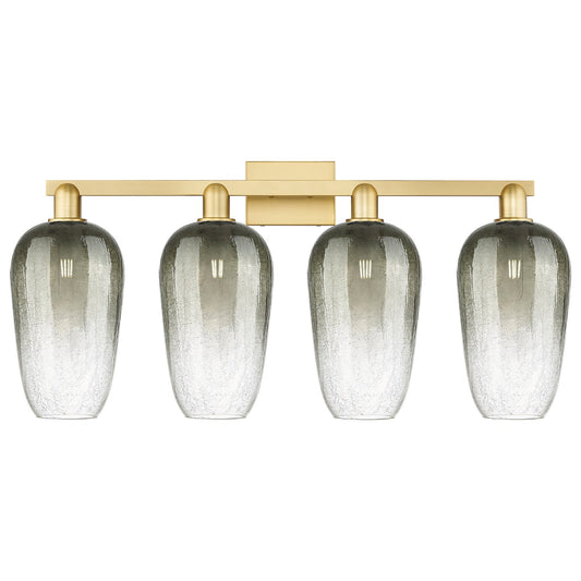 Innovations Brookhaven Flute 34in 4-Light Bath Vanity Light | Industrial Satin Gold Steel and Slate Glass | Bathroom Vanity | Model 716-4W-SG-G484-7SL