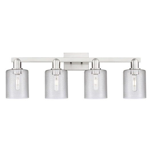 Innovations Cobbleskill 32in 4-Light Bath Vanity Light | Industrial Brushed Satin Nickel and Clear Glass | Bathroom Vanity | Model 716-4W-SN-G112