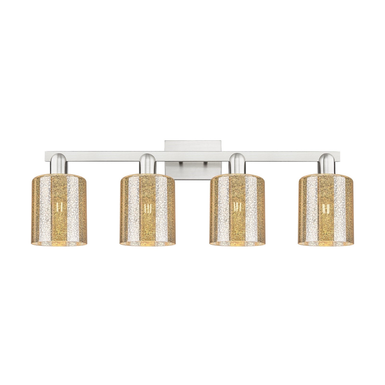 Innovations Cobbleskill 32in 4-Light Bath Vanity Light | Industrial Brushed Satin Nickel and Mercury Glass | Bathroom Vanity | Model 716-4W-SN-G116