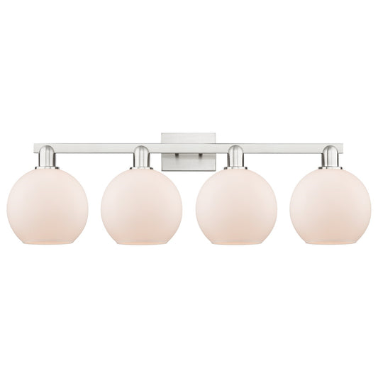 Innovations Athens 35in 4-Light Bath Vanity | Industrial Brushed Satin Nickel and Matte White Glass | Bathroom Vanity & Powder | Model 716-4W-SN-G121-8