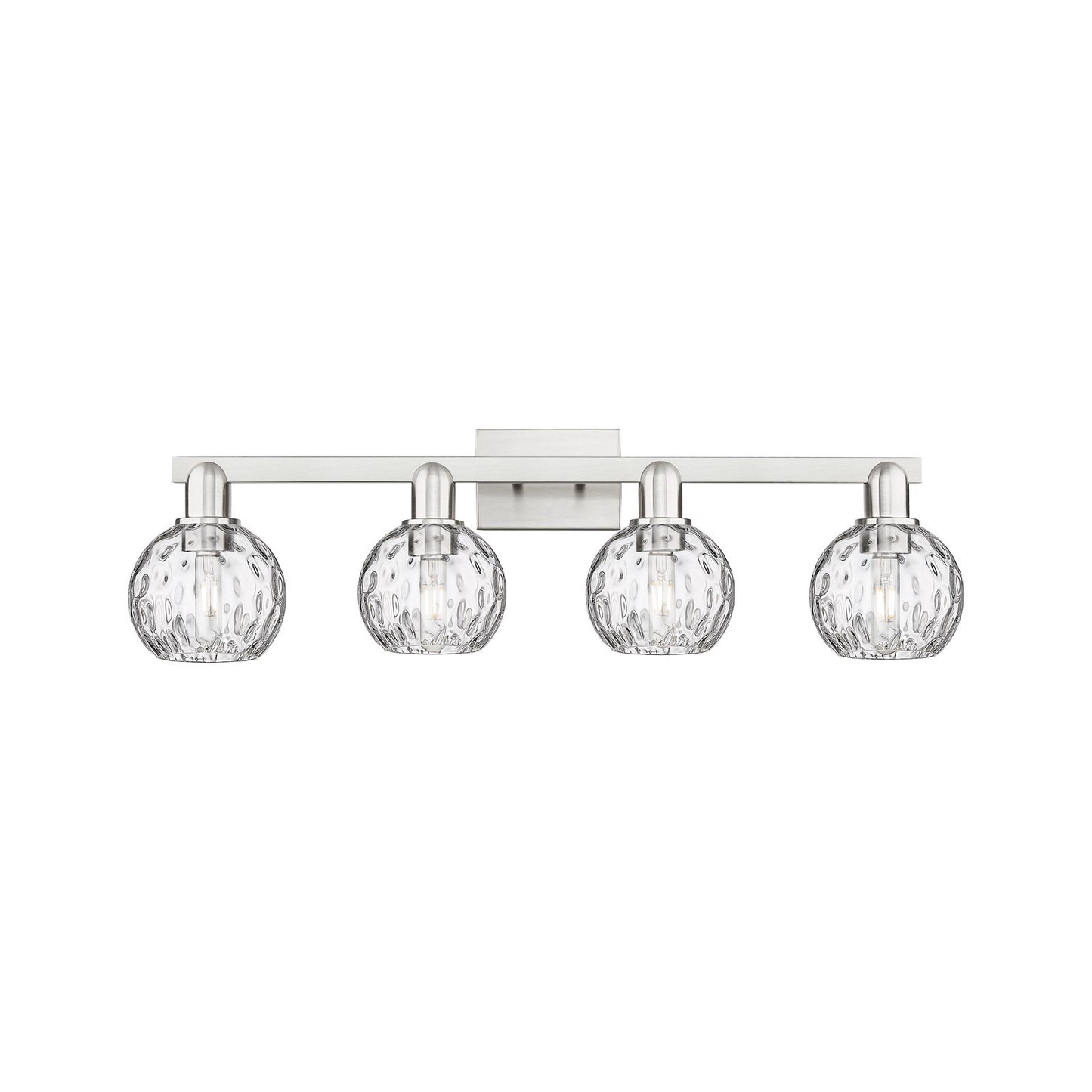 Innovations Athens Water Glass 33in 4-Light Bath Vanity | Industrial Brushed Satin Nickel and Clear Glass | Bathroom Vanity | Model 716-4W-SN-G1215-6