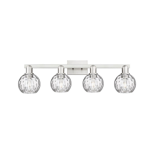 Innovations Athens Water Glass 33in 4-Light Bath Vanity | Industrial Brushed Satin Nickel and Clear Glass | Bathroom Vanity | Model 716-4W-SN-G1215-6