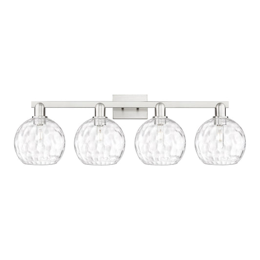 Innovations Athens Water Glass 35in 4-Light Bath Vanity Light | Industrial Brushed Satin Nickel and Clear Glass | Bathroom | Model 716-4W-SN-G1215-8
