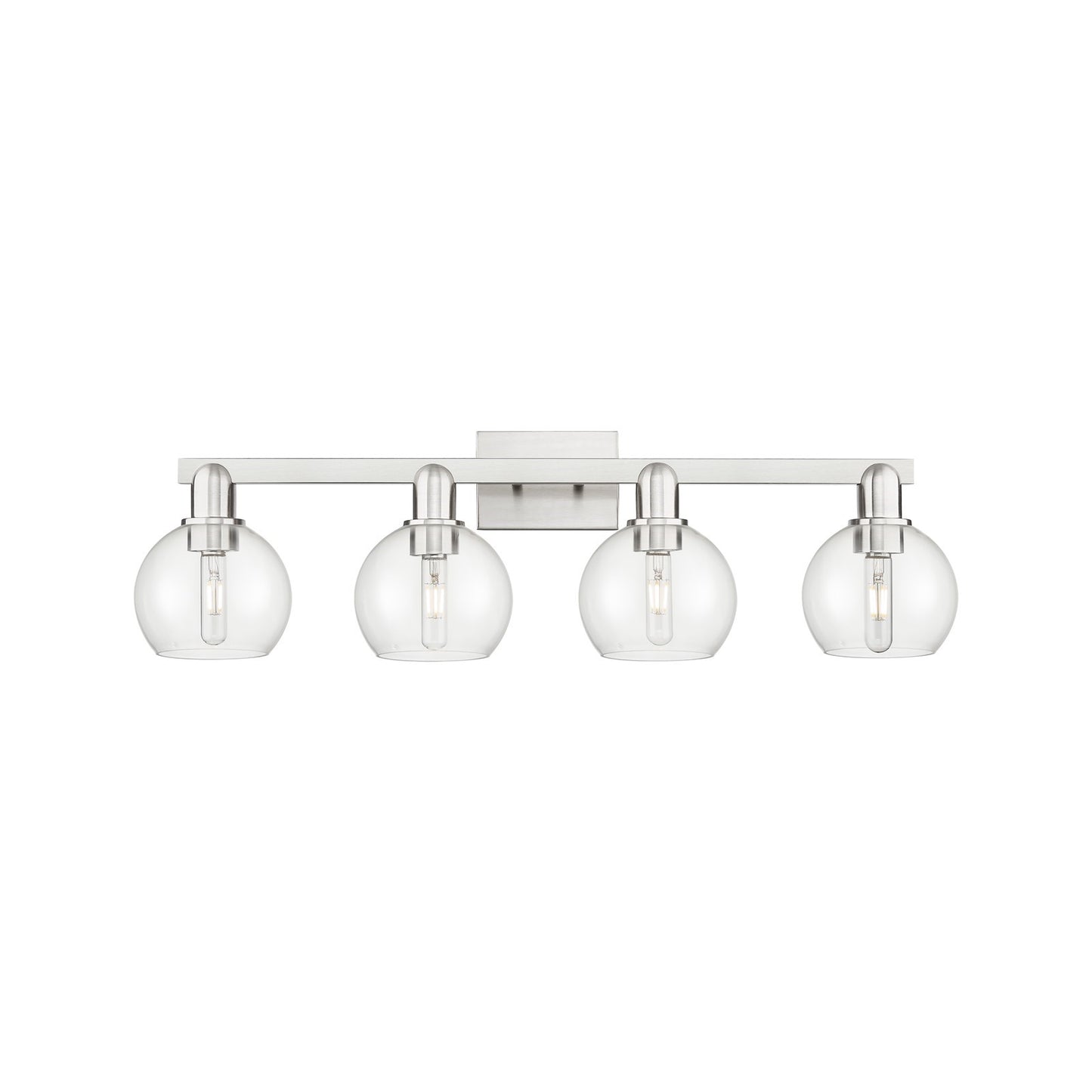 Innovations Athens 33in 4-Light Bath Vanity Light | Industrial Brushed Satin Nickel and Clear Glass | Bathroom Vanity & Powder | Model 716-4W-SN-G122-6