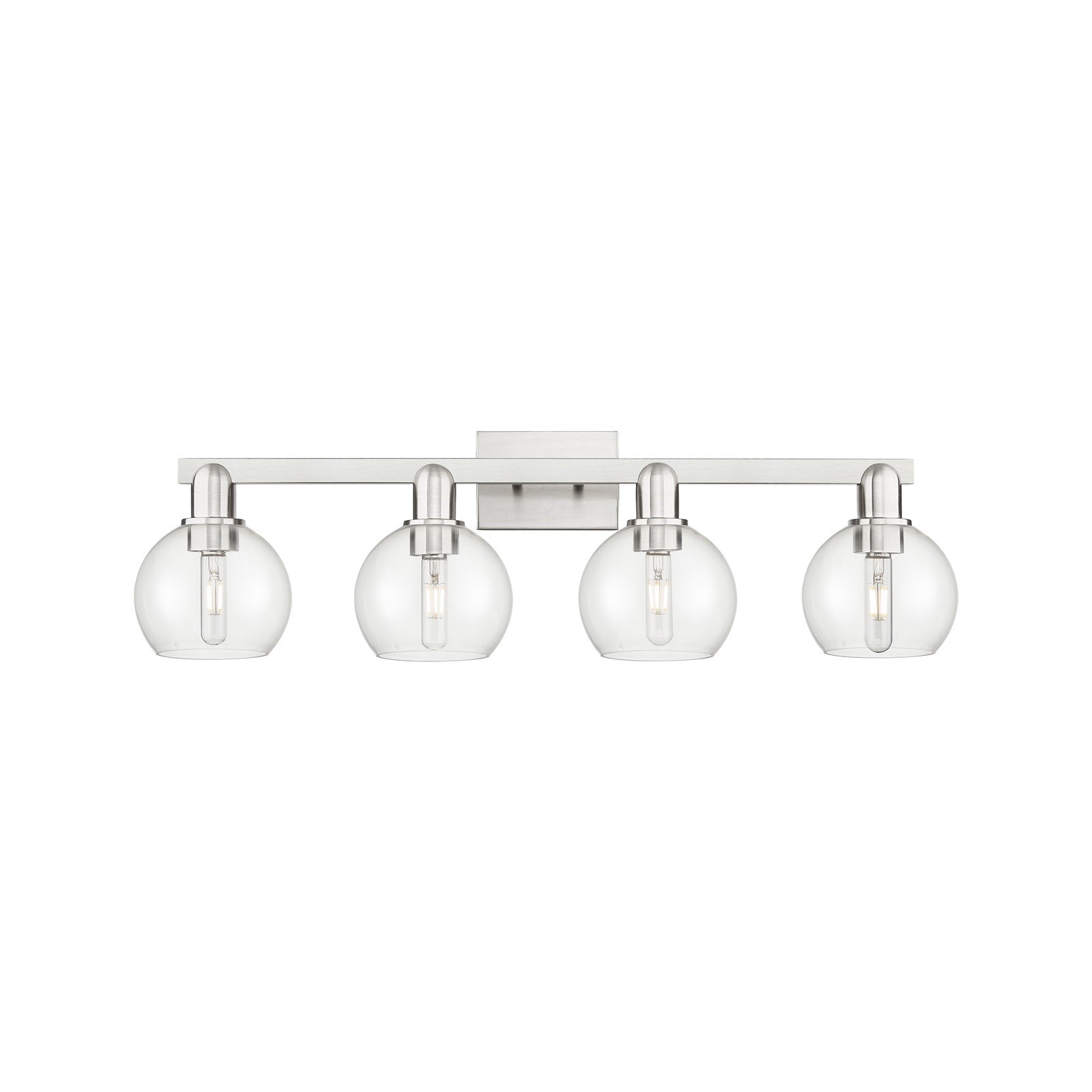 Innovations Athens 33in 4-Light Bath Vanity Light | Industrial Brushed Satin Nickel and Clear Glass | Bathroom Vanity & Powder | Model 716-4W-SN-G122-6