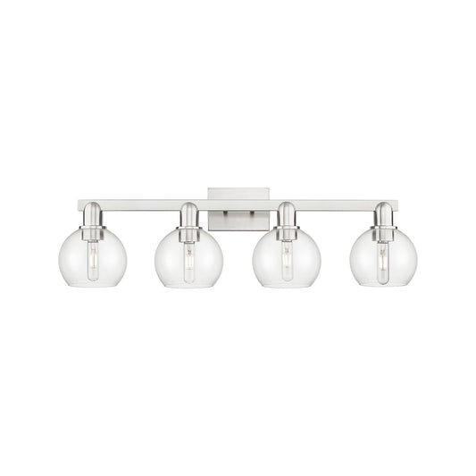 Innovations Athens 33in 4-Light Bath Vanity Light | Industrial Brushed Satin Nickel and Clear Glass | Bathroom Vanity & Powder | Model 716-4W-SN-G122-6