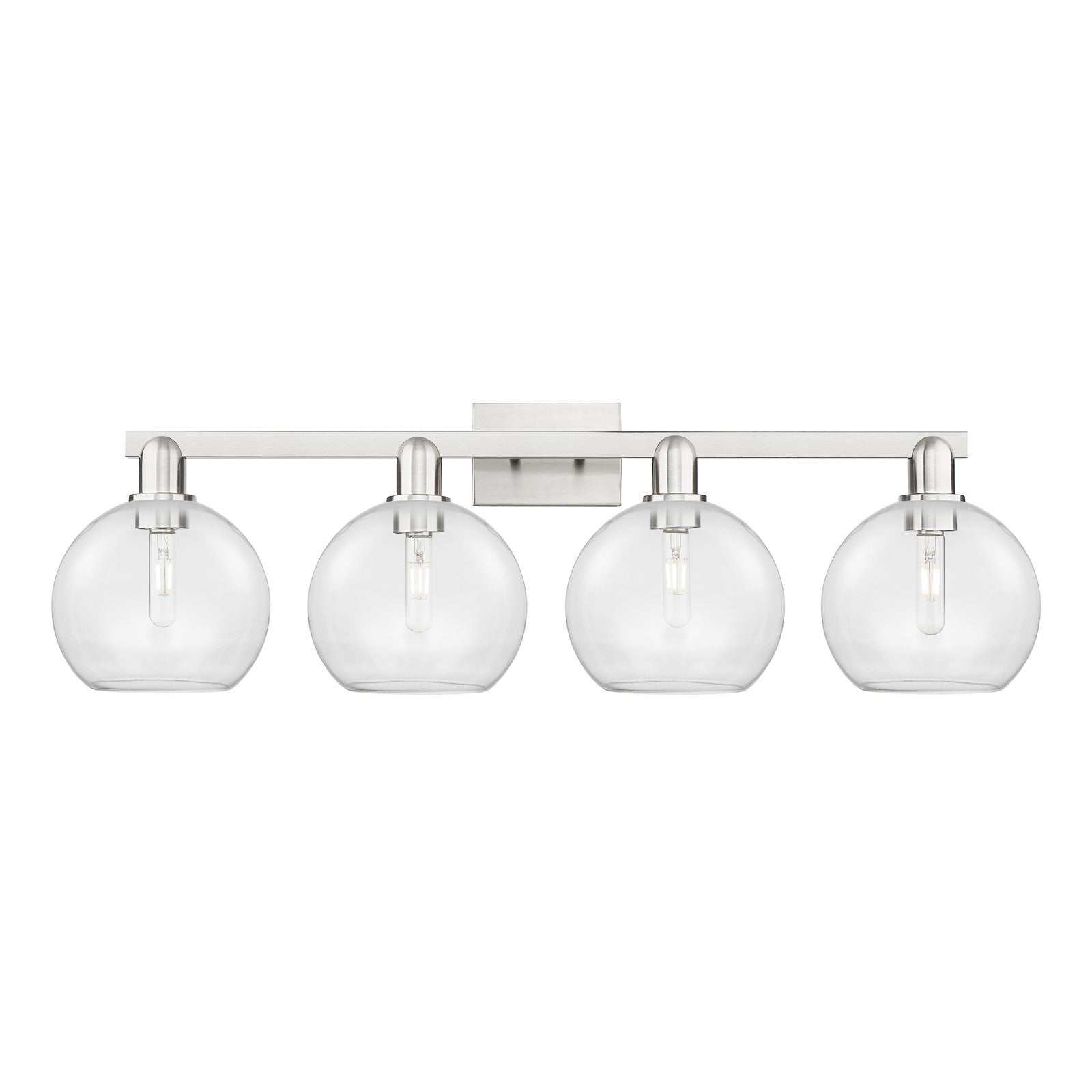 Innovations Athens 35in 4-Light Bath Vanity Light | Industrial Brushed Satin Nickel and Clear Glass | Bathroom Vanity | Model 716-4W-SN-G122-8
