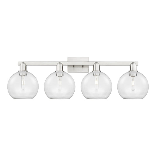 Innovations Athens 35in 4-Light Bath Vanity Light | Industrial Brushed Satin Nickel and Clear Glass | Bathroom Vanity | Model 716-4W-SN-G122-8