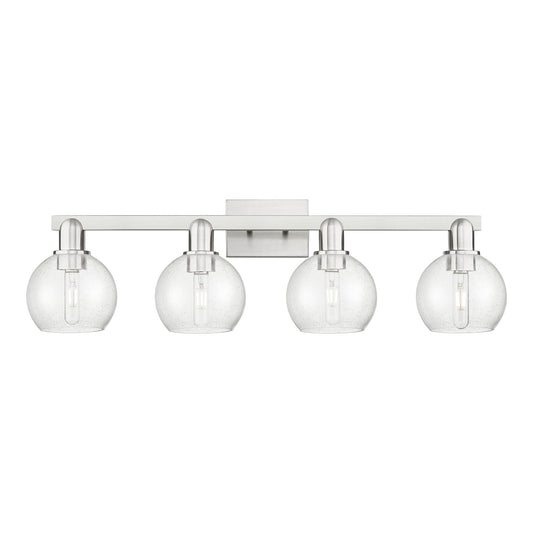 Innovations Athens 33in 4-Light Bath Vanity | Industrial Brushed Satin Nickel and Seedy Glass | Bathroom Vanity Light | Model 716-4W-SN-G124-6
