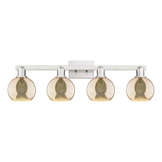 Innovations Athens 33in 4-Light Bath Vanity Light | Industrial Brushed Satin Nickel and Mercury Glass | Bathroom Vanity | Model 716-4W-SN-G128-6