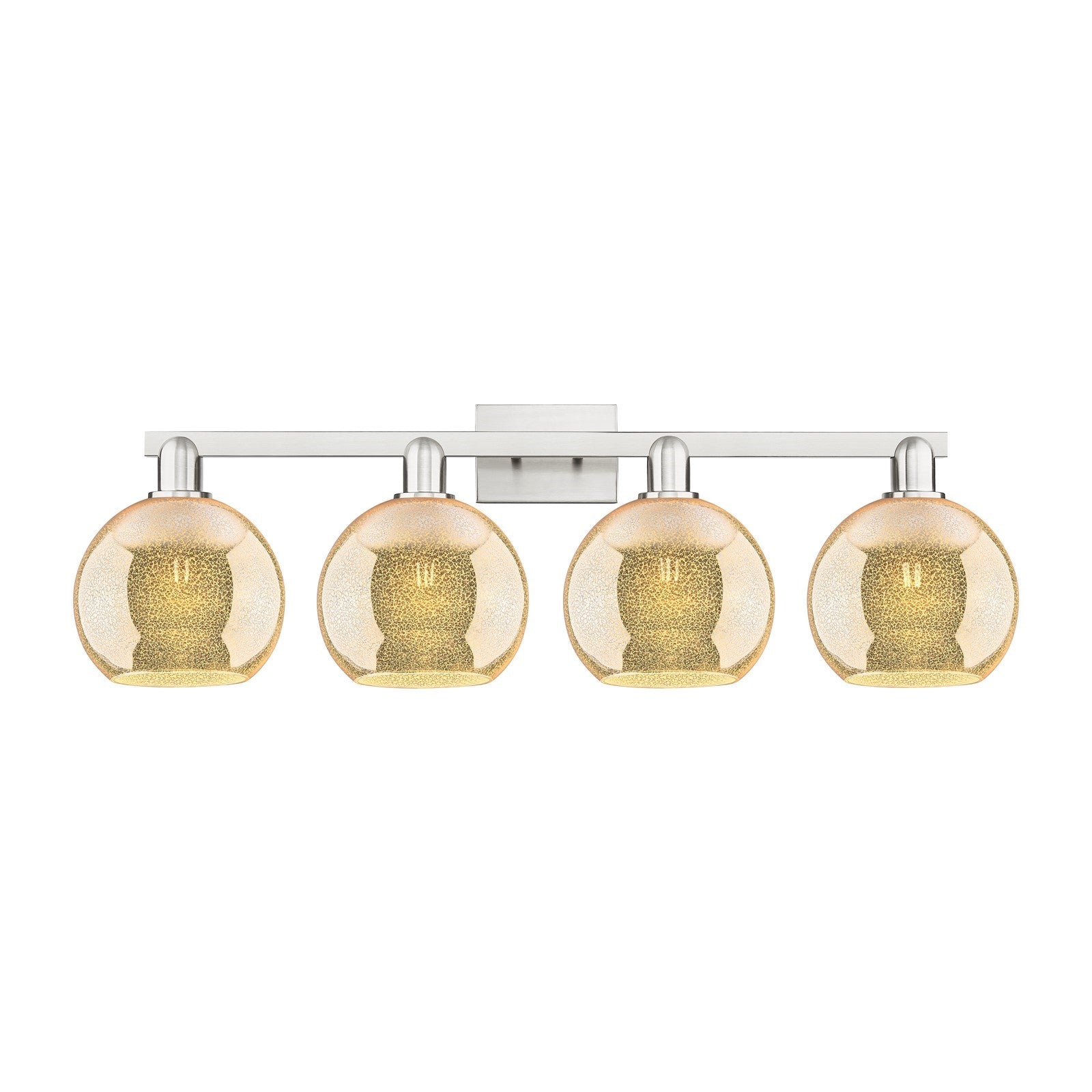 Innovations Athens 35in 4-Light Bath Vanity Light | Industrial Brushed Satin Nickel and Mercury Glass | Bathroom Vanity & Powder | Model 716-4W-SN-G128-8