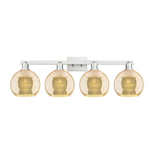 Innovations Athens 35in 4-Light Bath Vanity Light | Industrial Brushed Satin Nickel and Mercury Glass | Bathroom Vanity & Powder | Model 716-4W-SN-G128-8