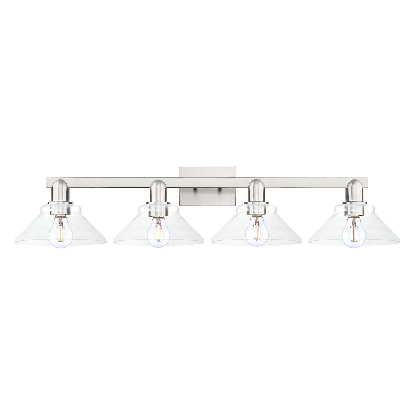 Innovations Orwell 35in 4-Light Bath Vanity Light | Industrial Brushed Satin Nickel and Clear Glass | Bathroom Vanity | Model 716-4W-SN-G132