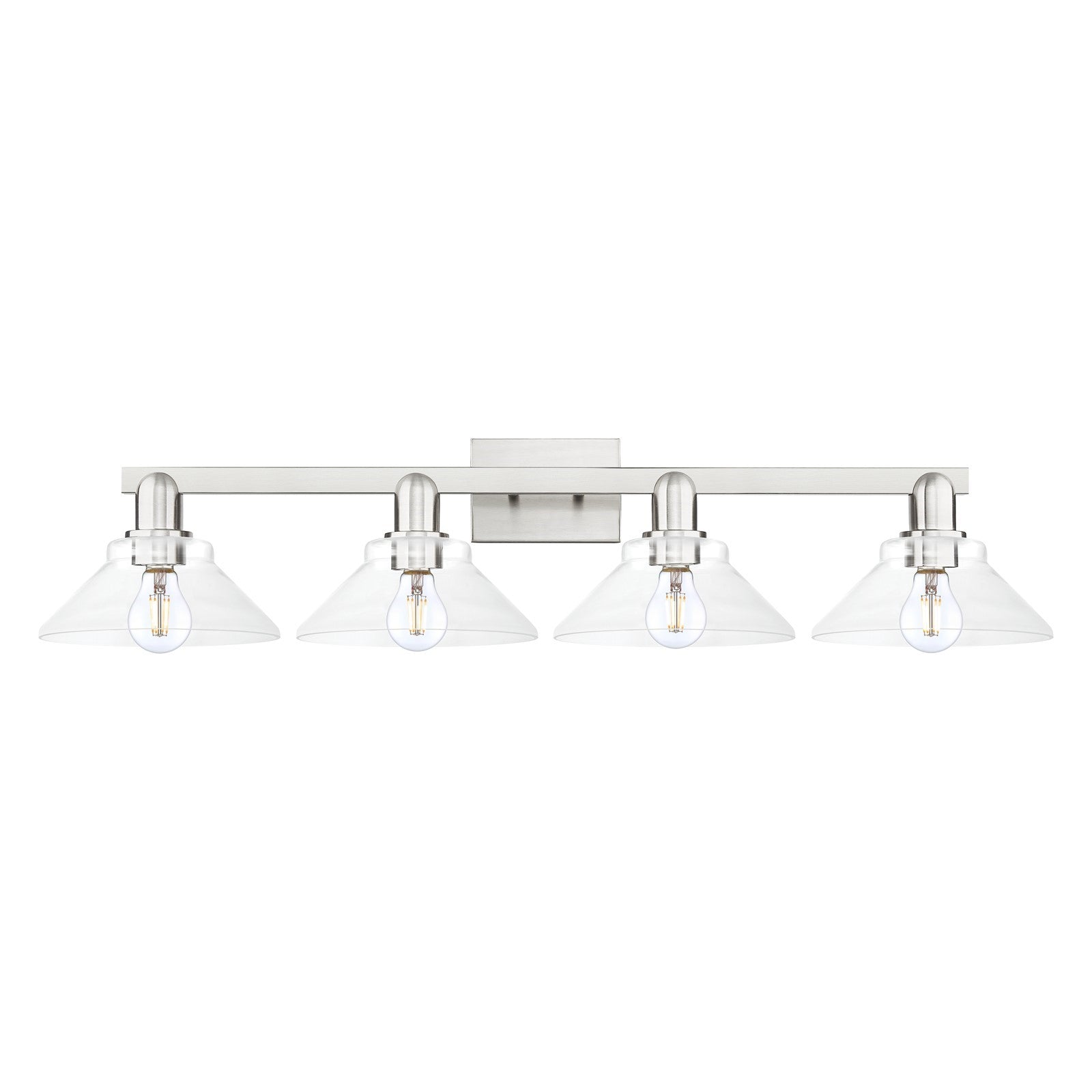Innovations Orwell 35in 4-Light Bath Vanity Light | Industrial Brushed Satin Nickel and Clear Glass | Bathroom Vanity | Model 716-4W-SN-G132