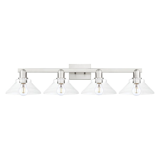 Innovations Orwell 35in 4-Light Bath Vanity Light | Industrial Brushed Satin Nickel and Clear Glass | Bathroom Vanity | Model 716-4W-SN-G132