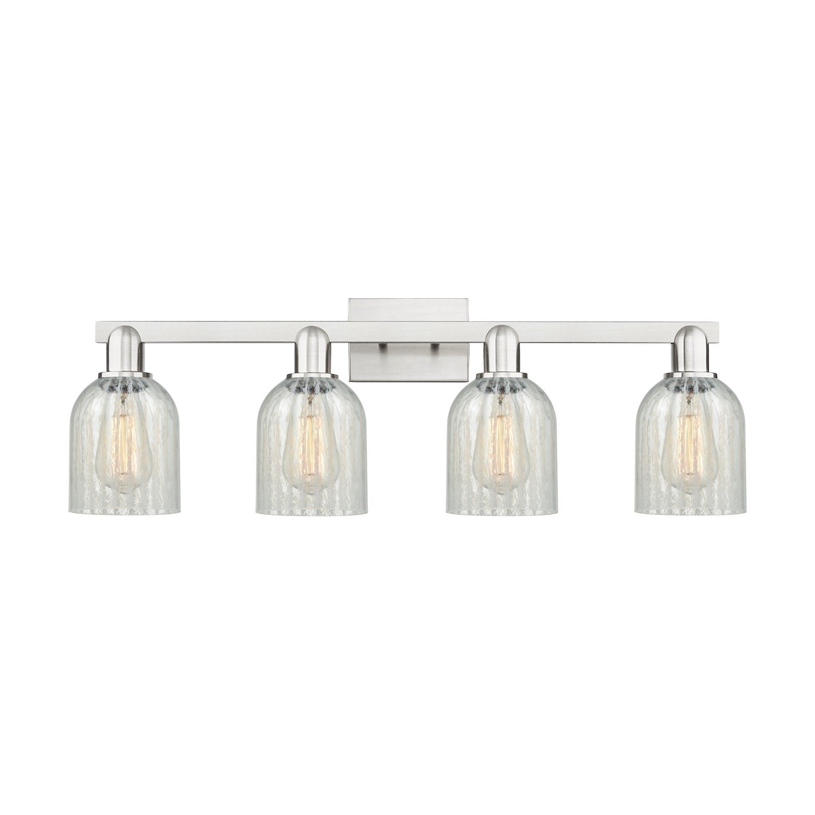 Innovations Caledonia 32in 4-Light Bath Vanity | Industrial Brushed Satin Nickel and Mouchette Glass | Bathroom Vanity Light | Model 716-4W-SN-G2511