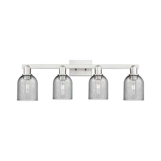 Innovations Caledonia 32in 4-Light Bath Vanity Light | Industrial Brushed Satin Nickel and Charcoal Glass | Bathroom Vanity | Model 716-4W-SN-G257