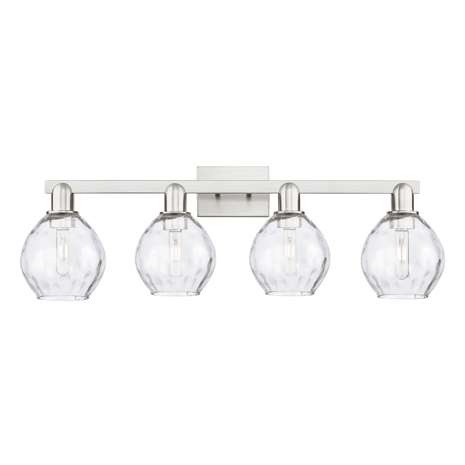 Innovations Waverly 33in 4-Light Bath Vanity | Industrial Brushed Satin Nickel and Clear Glass | Bathroom Vanity Light | Model 716-4W-SN-G362