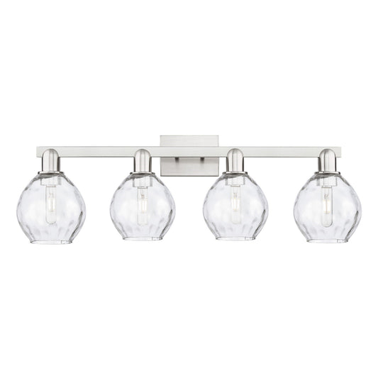 Innovations Waverly 33in 4-Light Bath Vanity | Industrial Brushed Satin Nickel and Clear Glass | Bathroom Vanity Light | Model 716-4W-SN-G362