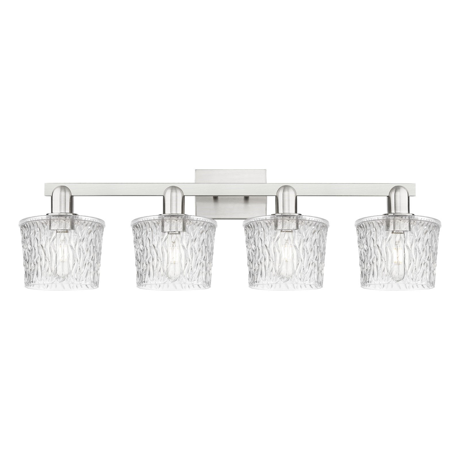 Innovations Niagara 34in 4-Light Bath Vanity Light | Industrial Brushed Satin Nickel Steel and Clear Glass | Bathroom Vanity | Model 716-4W-SN-G402