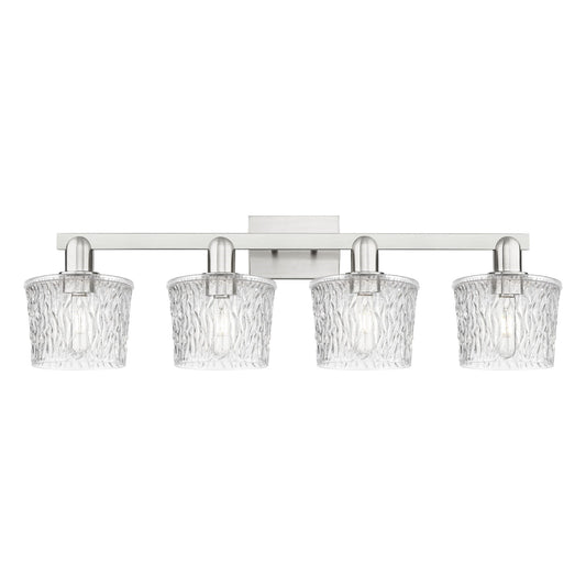 Innovations Niagara 34in 4-Light Bath Vanity Light | Industrial Brushed Satin Nickel Steel and Clear Glass | Bathroom Vanity | Model 716-4W-SN-G402