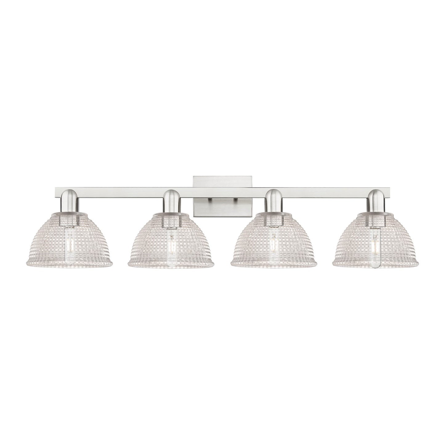 Innovations Arietta 35in 4-Light Bath Vanity | Industrial Brushed Satin Nickel and Clear Glass | Bathroom Vanity Light | Model 716-4W-SN-G422