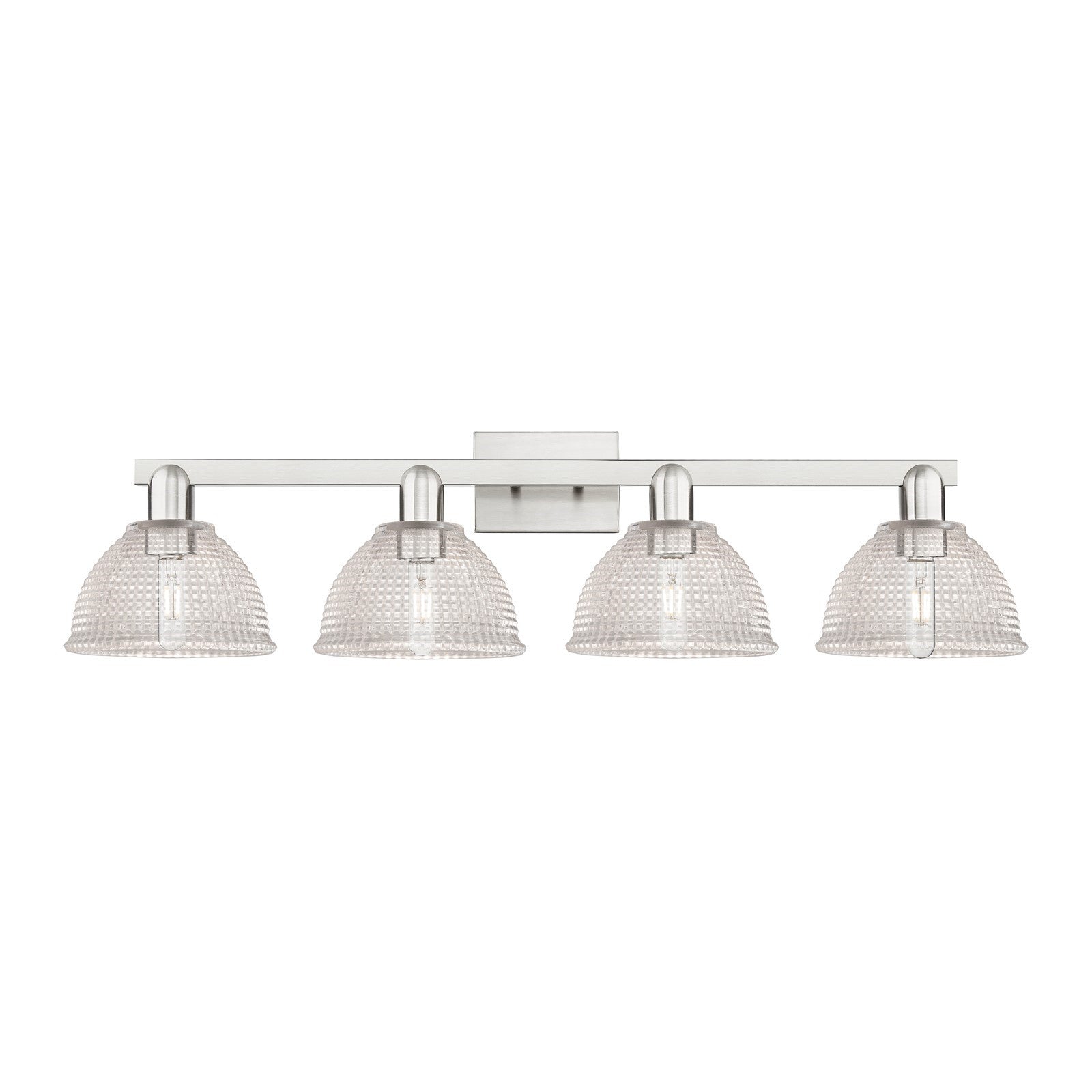 Innovations Arietta 35in 4-Light Bath Vanity | Industrial Brushed Satin Nickel and Clear Glass | Bathroom Vanity Light | Model 716-4W-SN-G422