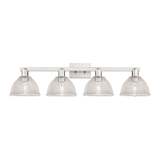 Innovations Arietta 35in 4-Light Bath Vanity | Industrial Brushed Satin Nickel and Clear Glass | Bathroom Vanity Light | Model 716-4W-SN-G422