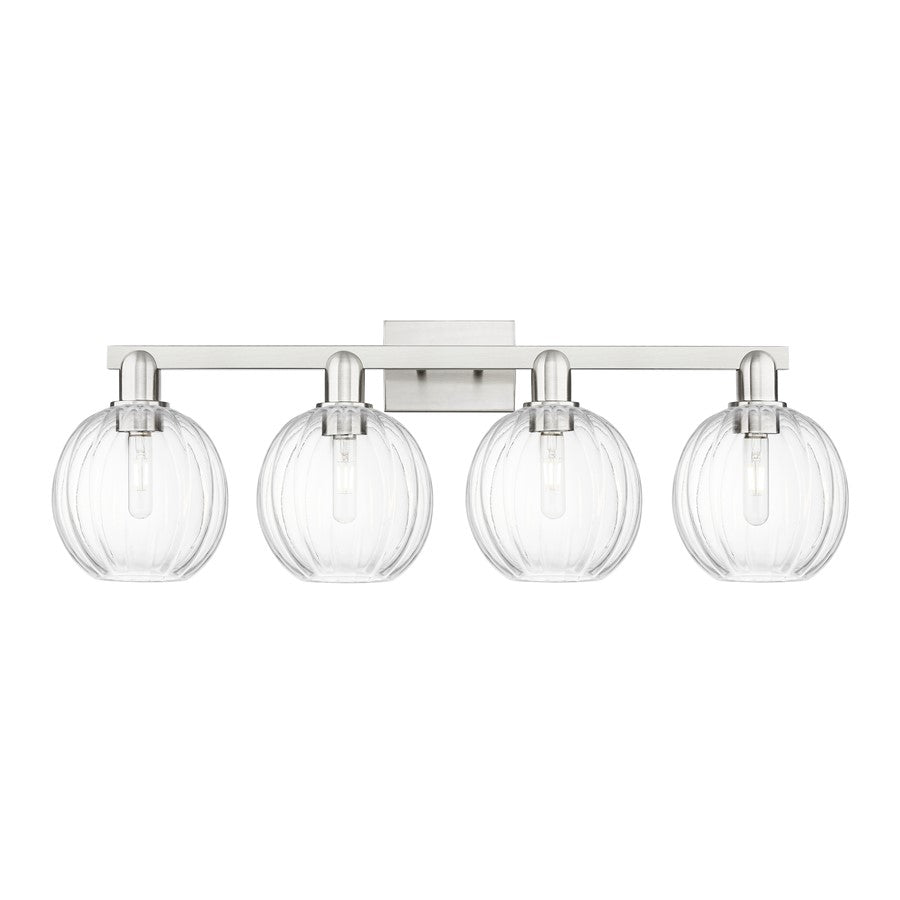 Innovations Preston 4Lt 36" Globe Bath, Satin Nickel/Clear - 716-4W-SN-G458-7CL
