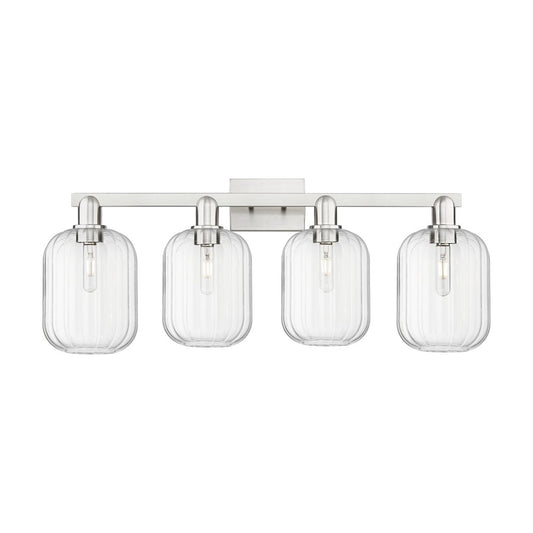 Innovations Preston 4Lt 36" Jar Bath, Satin Nickel/Clear - 716-4W-SN-G460-7CL