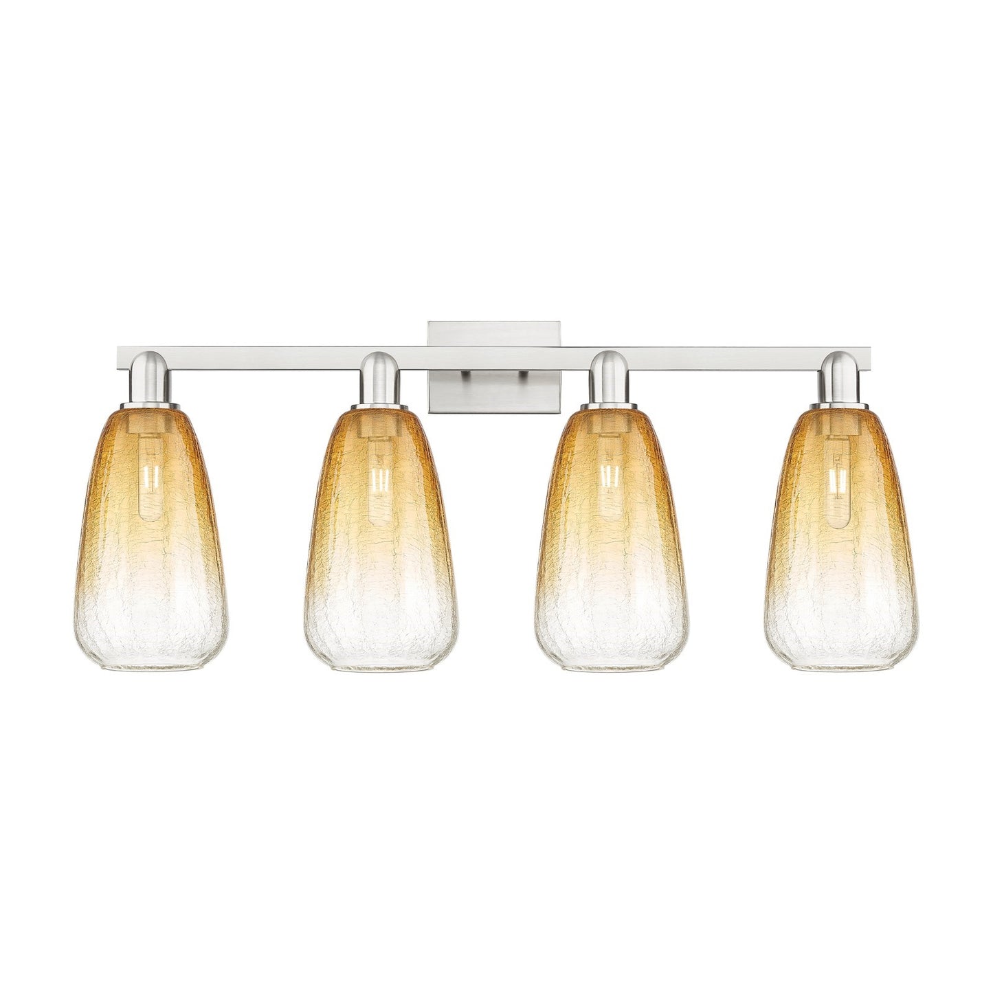 Innovations Brookhaven Almond 36in 4-Light Bath Vanity Light | Industrial Brushed Satin Nickel and Amber Glass | Bathroom | Model 716-4W-SN-G480-6AM