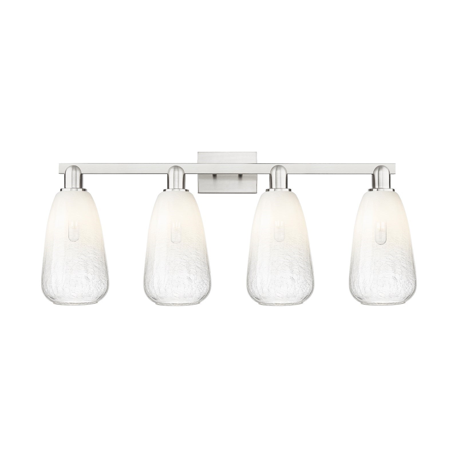 Innovations Brookhaven Almond 36in 4-Light Bath Vanity Light | Industrial Brushed Satin Nickel and Opal Glass | Bathroom Vanity | Model 716-4W-SN-G480-6OP