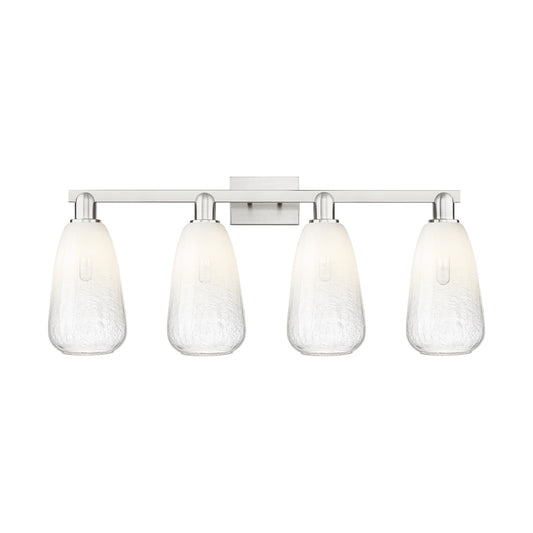 Innovations Brookhaven Almond 36in 4-Light Bath Vanity Light | Industrial Brushed Satin Nickel and Opal Glass | Bathroom Vanity | Model 716-4W-SN-G480-6OP