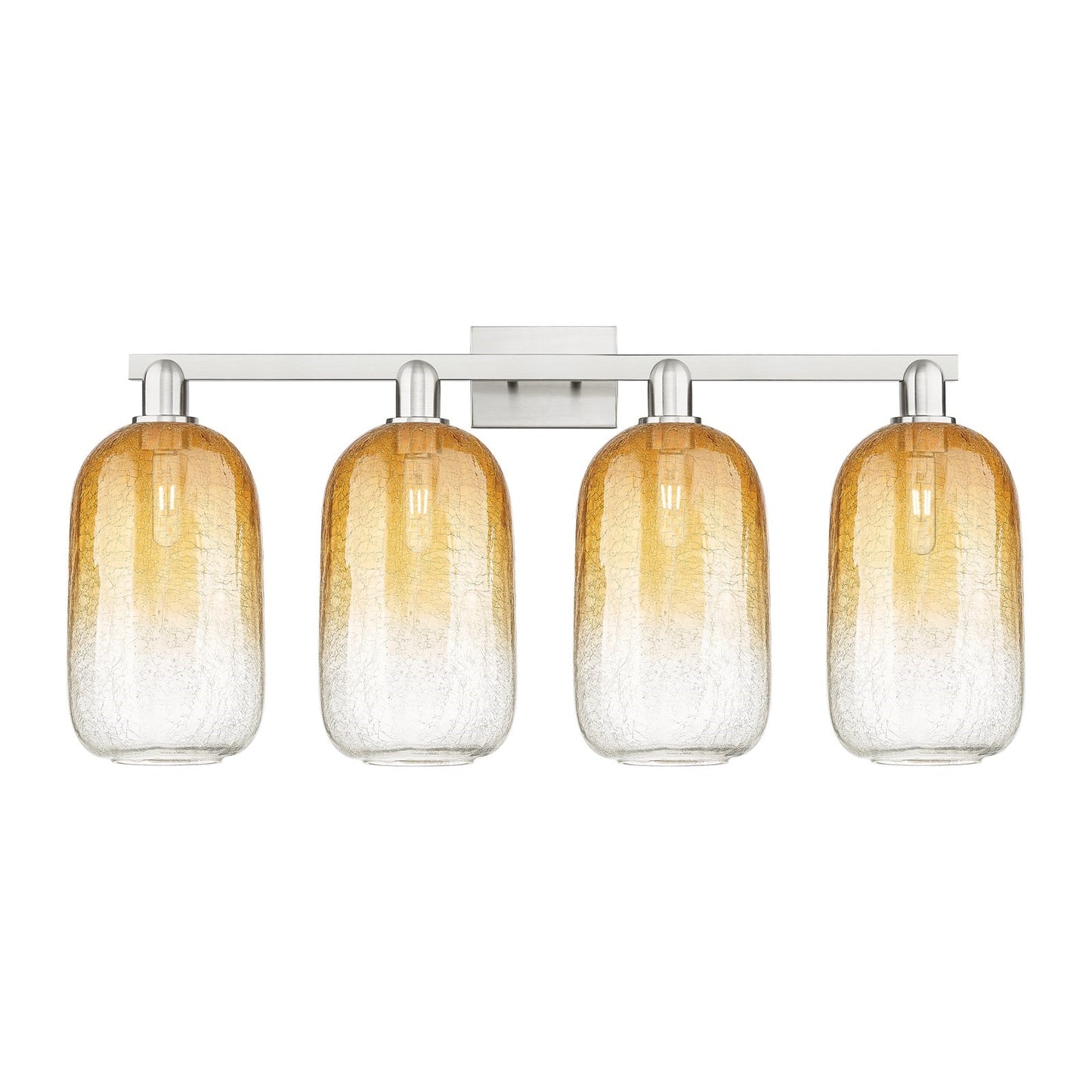 Innovations Brookhaven Cloche 36in 4-Light Bath Vanity Light | Industrial Brushed Satin Nickel and Amber Glass | Bathroom | Model 716-4W-SN-G482-7AM