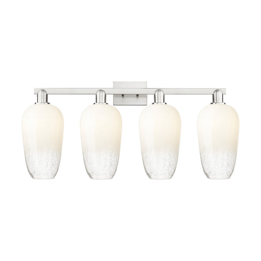 Innovations Brookhaven Flute 34in 4-Light Bath Vanity Light | Industrial Brushed Satin Nickel and Opal Glass | Bathroom Vanity | Model 716-4W-SN-G484-7OP