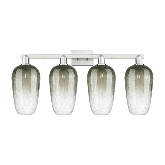 Innovations Brookhaven Flute 34in 4-Light Bath Vanity Light | Industrial Brushed Satin Nickel and Slate Glass | Bathroom Vanity | Model 716-4W-SN-G484-7SL