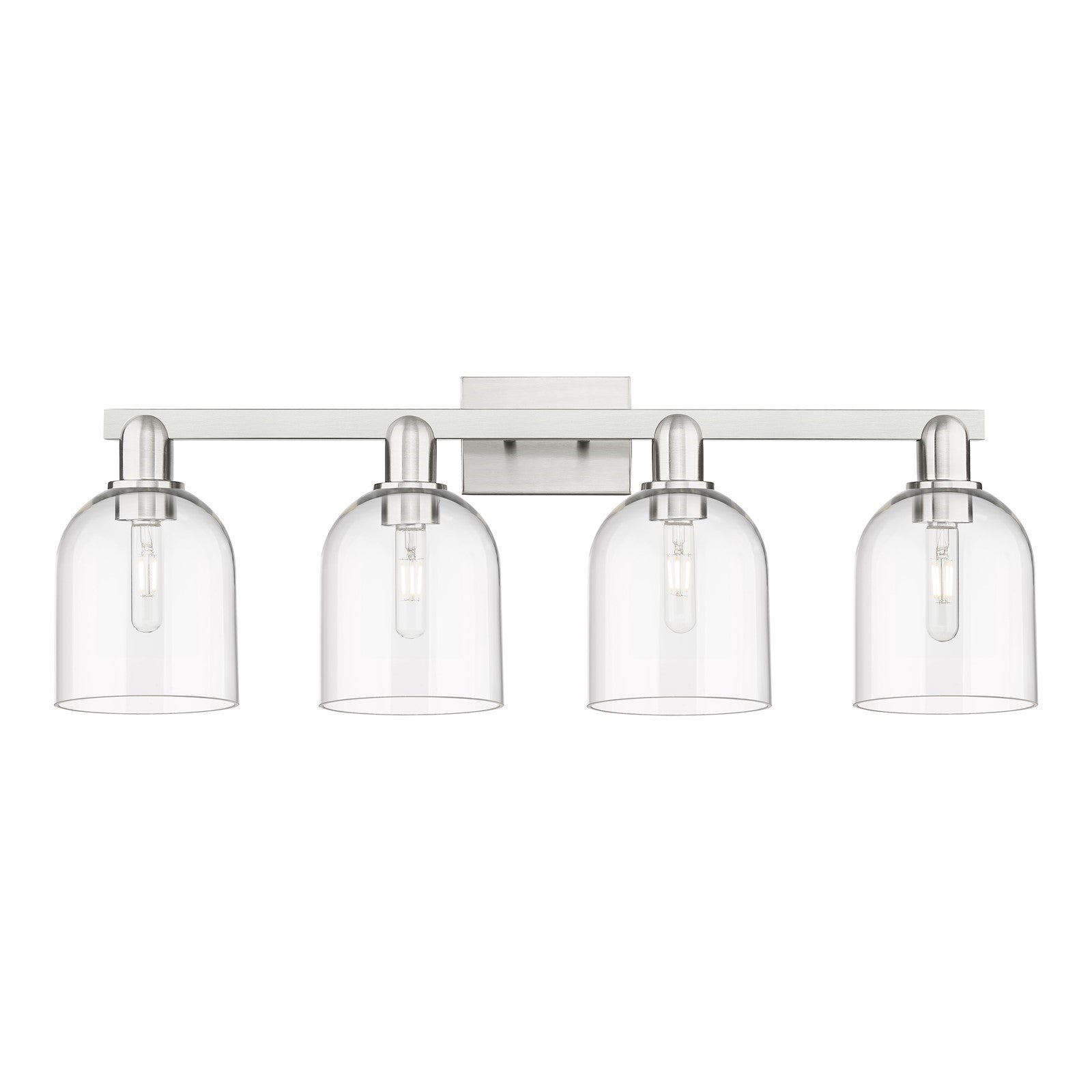 Innovations Bella 33in 4-Light Bath Vanity Light | Industrial Brushed Satin Nickel and Clear Glass | Bathroom Vanity | Model 716-4W-SN-G558-6CL