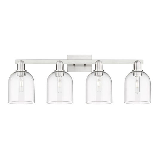 Innovations Bella 33in 4-Light Bath Vanity Light | Industrial Brushed Satin Nickel and Clear Glass | Bathroom Vanity | Model 716-4W-SN-G558-6CL