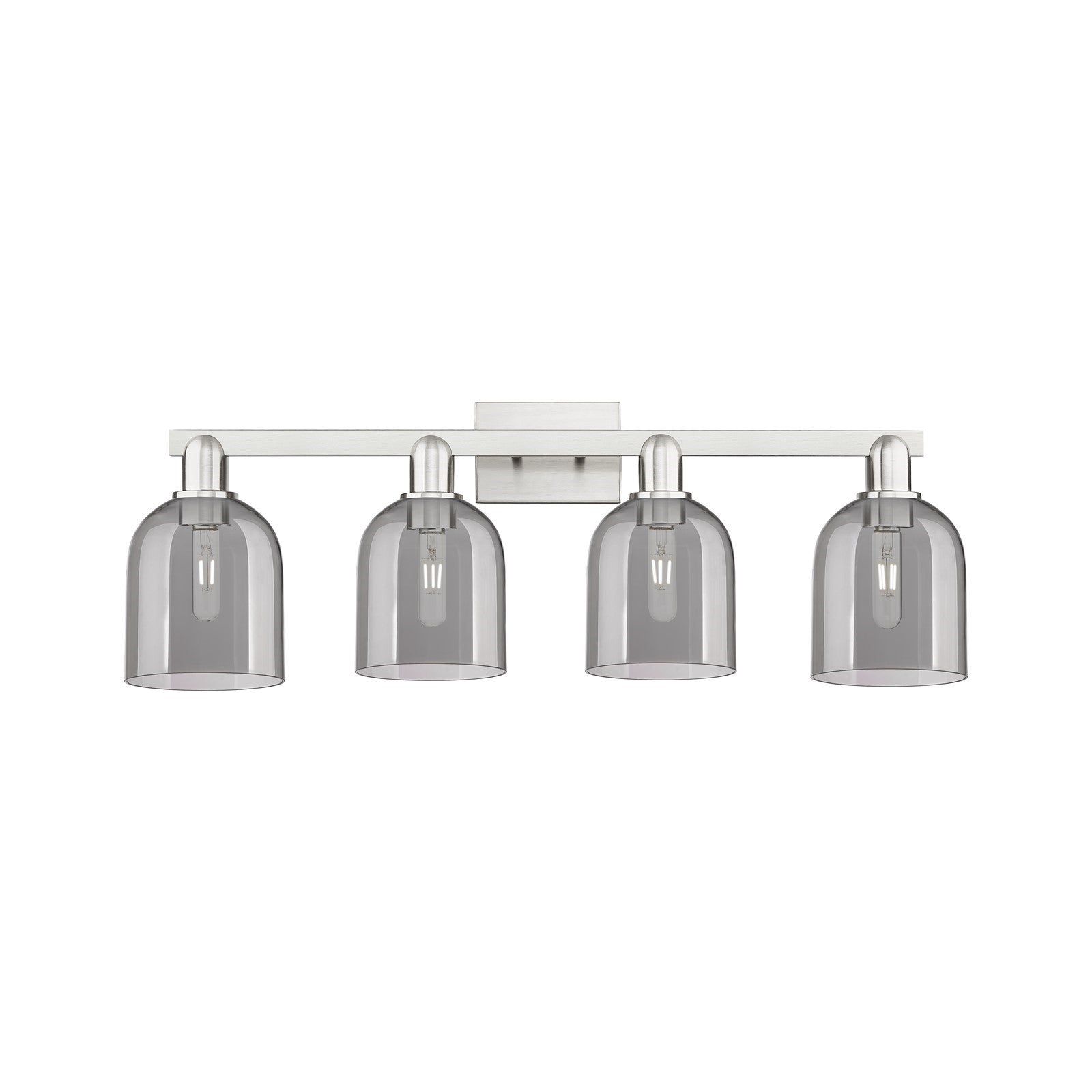 Innovations Bella 33in 4-Light Bath Vanity Light | Industrial Brushed Satin Nickel and Light Smoke Glass | Bathroom Vanity | Model 716-4W-SN-G558-6SM