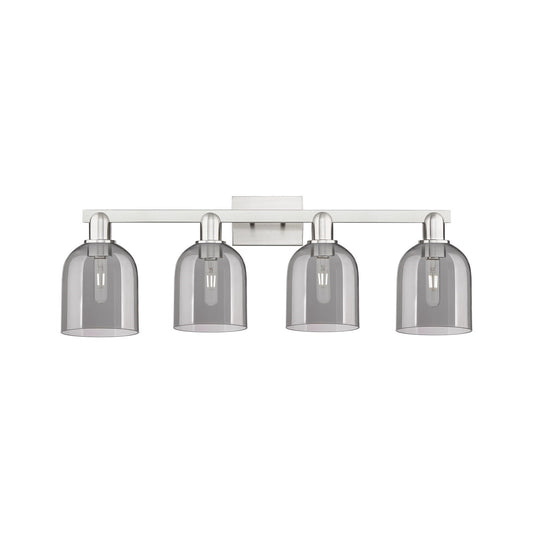 Innovations Bella 33in 4-Light Bath Vanity Light | Industrial Brushed Satin Nickel and Light Smoke Glass | Bathroom Vanity | Model 716-4W-SN-G558-6SM