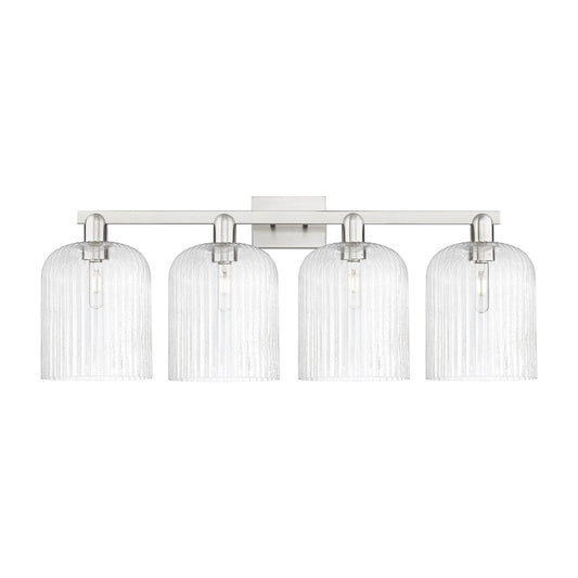 Innovations Bridal Veil 35in 4-Light Bath Vanity | Industrial Brushed Satin Nickel and Seedy Glass | Bathroom Vanity | Model 716-4W-SN-G559-8SDY